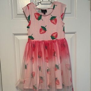 Lilt Pink Strawberry Print Casual Dress
